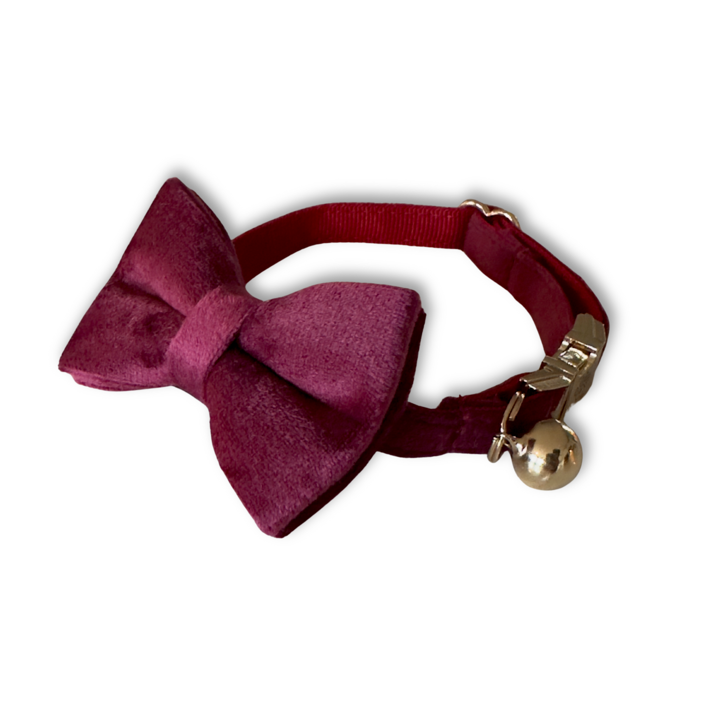 Velvet Cat Collar and Bowtie Set — Wine Red