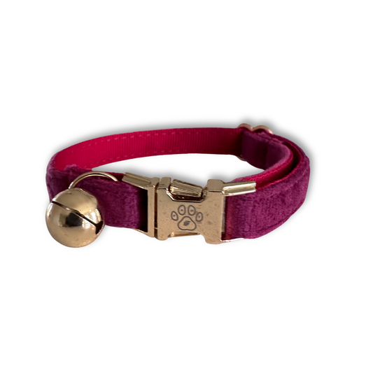 Velvet Cat Collar and Bowtie Set  — Wine Red